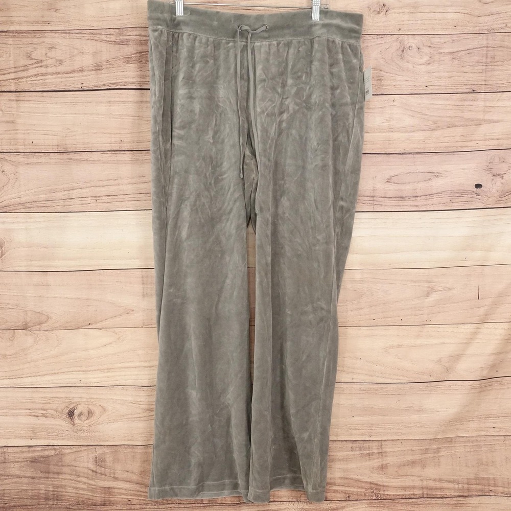 New! Croft & Barrow Pants Womens 1X Gray Velour Sweatpants Straight Stretch